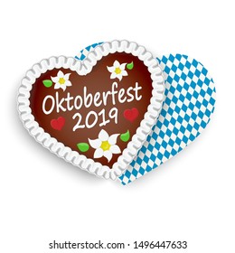 illustrated gingerbread heart with text in german for Oktoberfest 2019 time