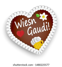 illustrated gingerbread heart with text (in german) for Oktoberfest 2019 2020 time