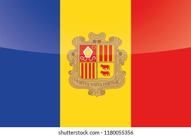 An Illustrated Glossy Country Flag of  Andorra