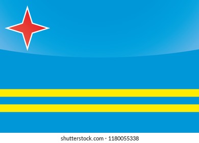 An Illustrated Glossy Country Flag of  Aruba