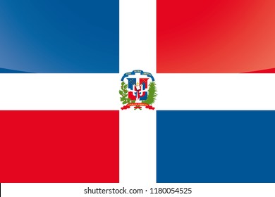An Illustrated Glossy Country Flag of  Dominican Republic