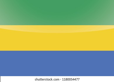 An Illustrated Glossy Country Flag of  Gabon