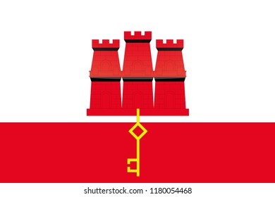 An Illustrated Glossy Country Flag of  Gibraltar