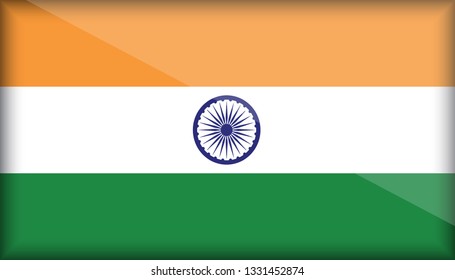 An Illustrated Glossy Country Flag of India. eps10