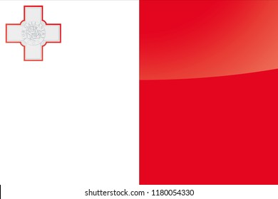 An Illustrated Glossy Country Flag of  Malta