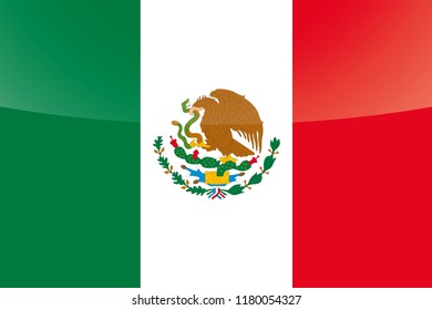 An Illustrated Glossy Country Flag of  Mexico