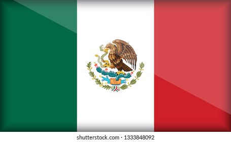 An Illustrated Glossy Country Flag of Mexico. eps10