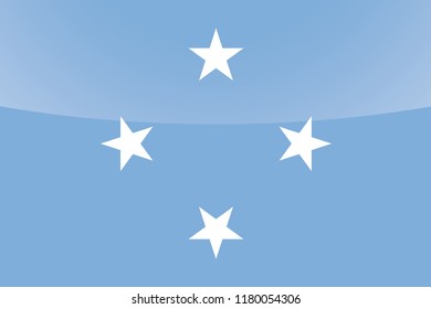 An Illustrated Glossy Country Flag of  Micronesia