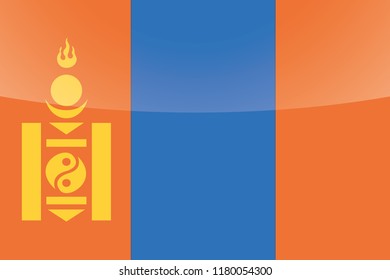 An Illustrated Glossy Country Flag of  Mongolia