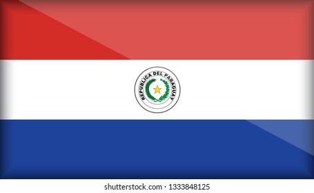 An Illustrated Glossy Country Flag of Paraguay. eps10