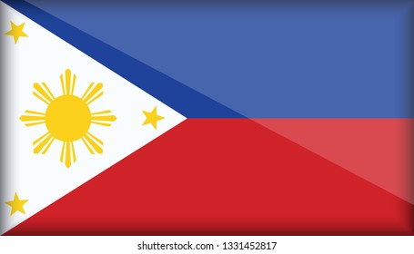 An Illustrated Glossy Country Flag of Philippines. eps10