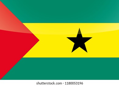 An Illustrated Glossy Country Flag of  Sao Tome and Principe