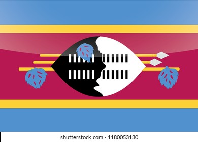 An Illustrated Glossy Country Flag of  Swaziland