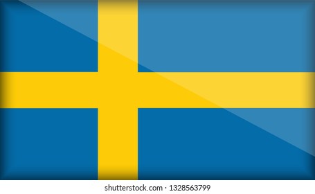An Illustrated Glossy Country Flag of Sweden. eps10