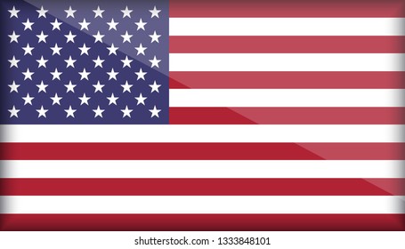 An Illustrated Glossy Country Flag of United States. eps10