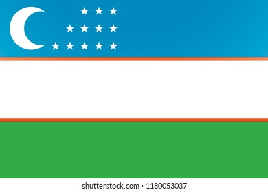 An Illustrated Glossy Country Flag of  Uzbekistan
