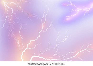 Illustrated glowing lightning isolated on white background.
