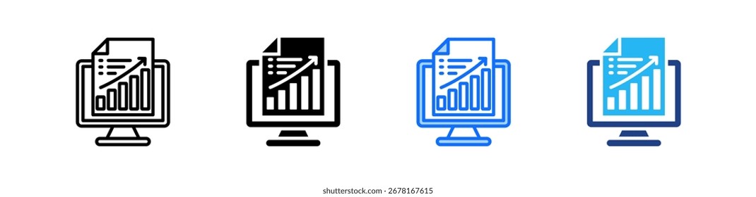 Conjunto de iconos de gráfico ilustrado Colección de estilo múltiple