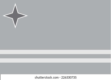 An Illustrated grayscale flag of the country of Aruba