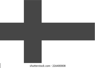 An Illustrated grayscale flag of the country of Finland