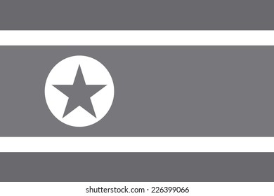 An Illustrated grayscale flag of the country of North Korea