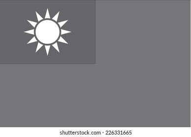An Illustrated grayscale flag of the country of Taiwan