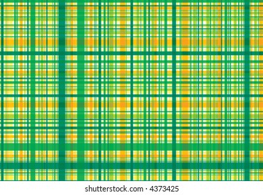 illustrated green and yellow plaid pattern (vector) - illustrated background