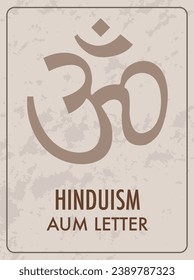 Illustrated greeting card featuring the Aum symbol of Hinduism in a cartoon-style vector illustration