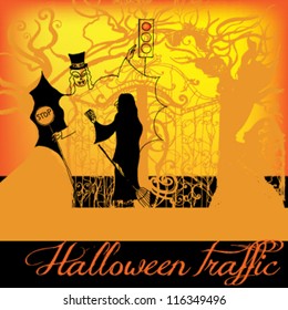 illustrated greeting card for Halloween - vector illustration