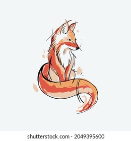 illustrated hand drawn fox vector isolated