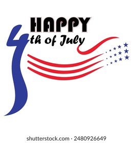 An illustrated happy 4th of July message on a white background