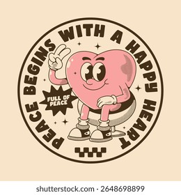 Illustrated heart character promoting calm and love