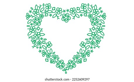 ilustrado corazón decorado con iconos de flores de primavera en línea vectorial gráfico boda o bautismo ilustración