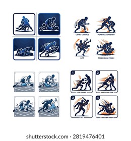 Illustrated hockey players performing dynamic moves and celebrations on ice And, international sports event, multi sport competition, athletics championship, sports tournament, Commonwealth Games