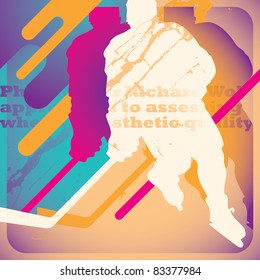 Illustrated hokey poster. Vector illustration.