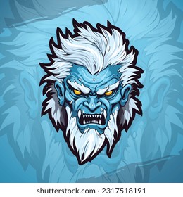 Illustrated Ice Blue Zombie Mascot Logo: Badge, Emblem, and T-Shirt Printing