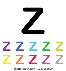 An Illustrated Icon in an array of colours on a White Background -  Z