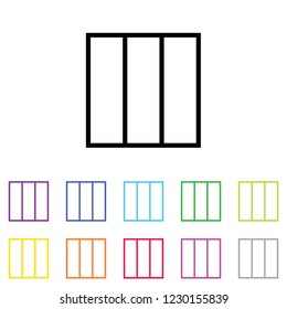 An Illustrated Icon in an array of colours on a White Background -  Web Wireframe Triple Vertical Split 