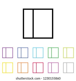 An Illustrated Icon in an array of colours on a White Background -  Web Wireframe Split Left