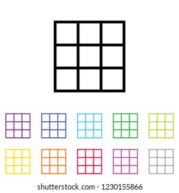 An Illustrated Icon in an array of colours on a White Background -  Web Wireframe 9 Way Split