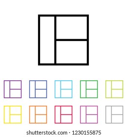 An Illustrated Icon in an array of colours on a White Background -  Web Wireframe 3 Way Split