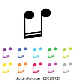 An Illustrated Icon in an array of colours on a White Background -  Upside Down Semi Quavers