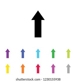 An Illustrated Icon in an array of colours on a White Background -  Up Arrow