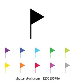 An Illustrated Icon in an array of colours on a White Background -  Triangle Flag