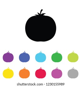 An Illustrated Icon in an array of colours on a White Background -  Tomato