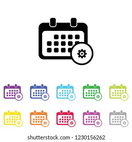 An Illustrated Icon in an array of colours on a White Background -  Rounded Calendar Configure