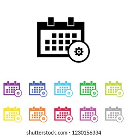 An Illustrated Icon in an array of colours on a White Background -  Square Calendar Configure