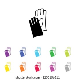 An Illustrated Icon in an array of colours on a White Background -  Safety Gloves