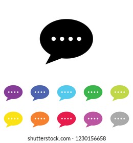 An Illustrated Icon in an array of colours on a White Background -  Round Message Bubble