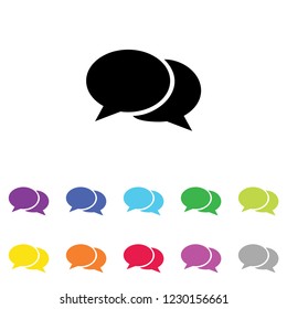 An Illustrated Icon in an array of colours on a White Background -  Round Message Bubbles